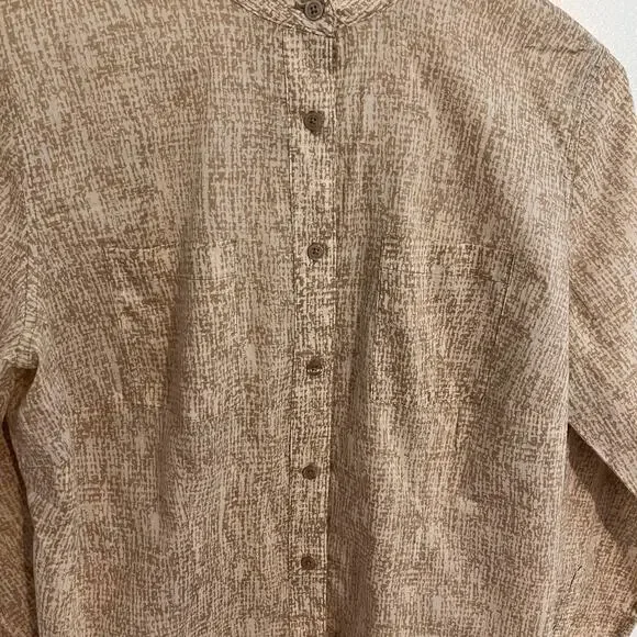 Michael Kors Blouse Womens 14W Beige Abstract Office Lightweight Career Wear - Picture 2 of 8